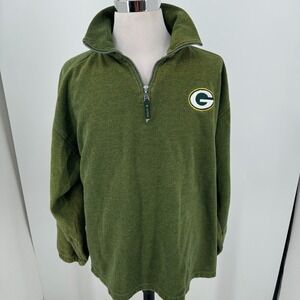 Green Bay Packers NFL Pullover MENS Green 1/4 Zip Embroidered Sweatshirt SIZE XL
